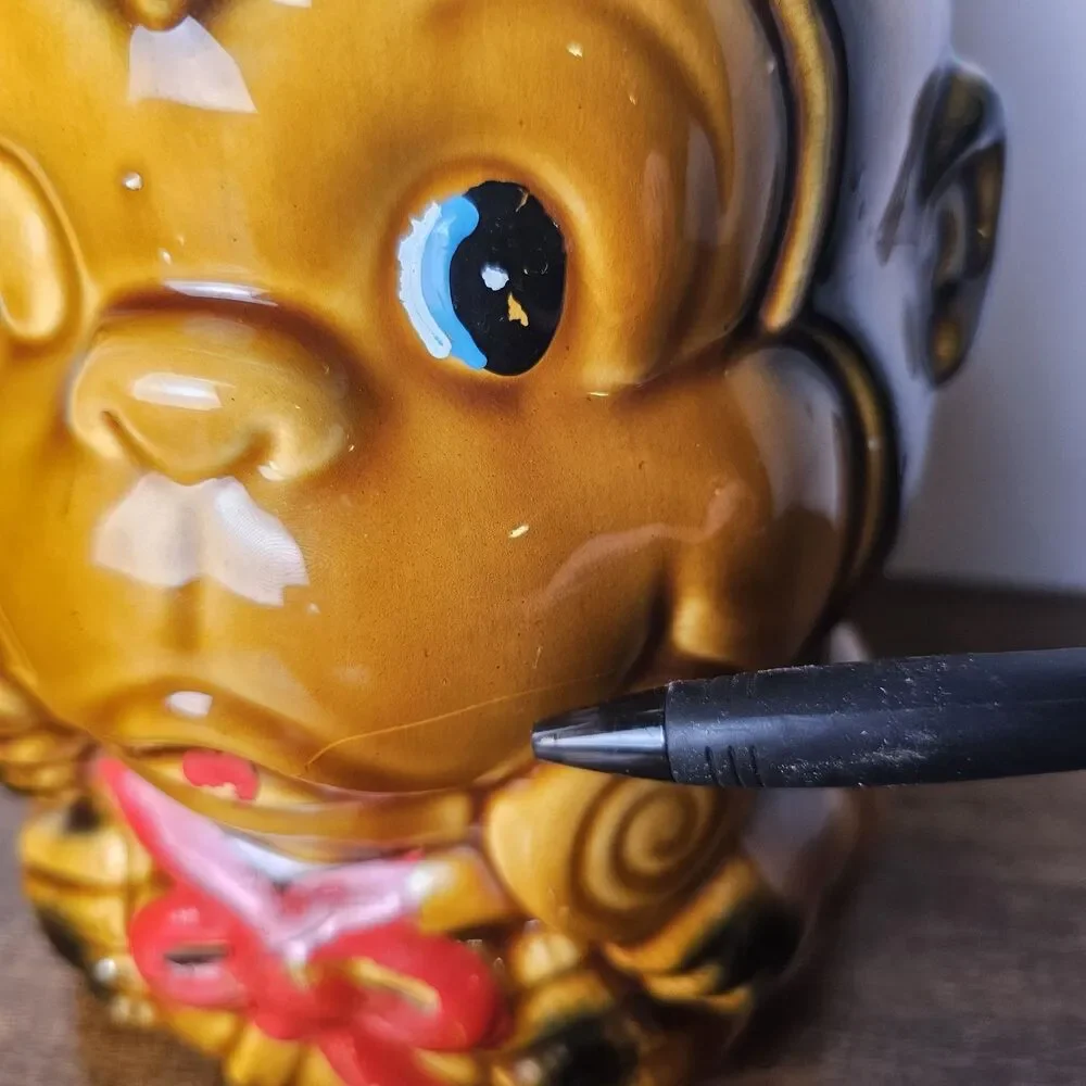 Vintage Japan Sailor Monkey Cookie Jar Ceramic Lollipop Canister 1960s 1970s
